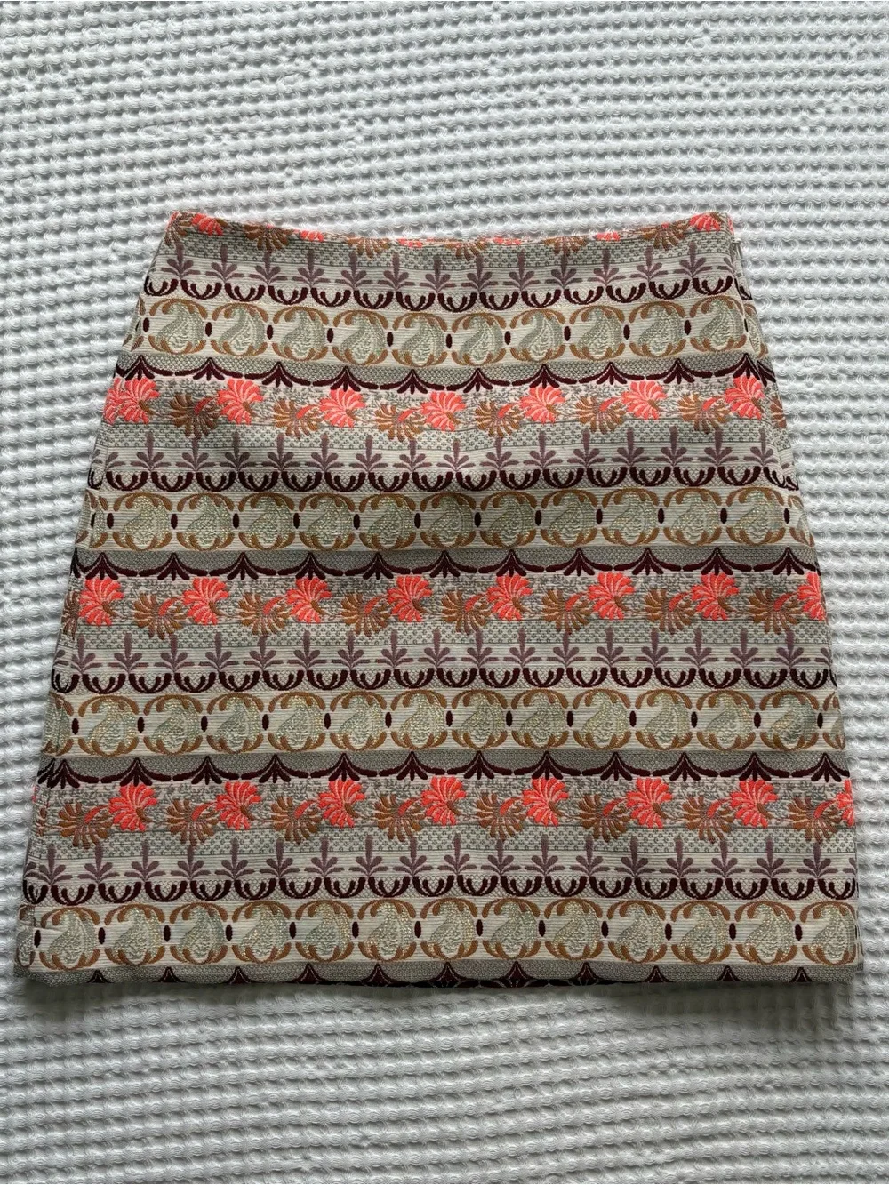 LOFT Tapestry Brocade Mini Shift Skirt Metallic Mosaic Print - Size 0